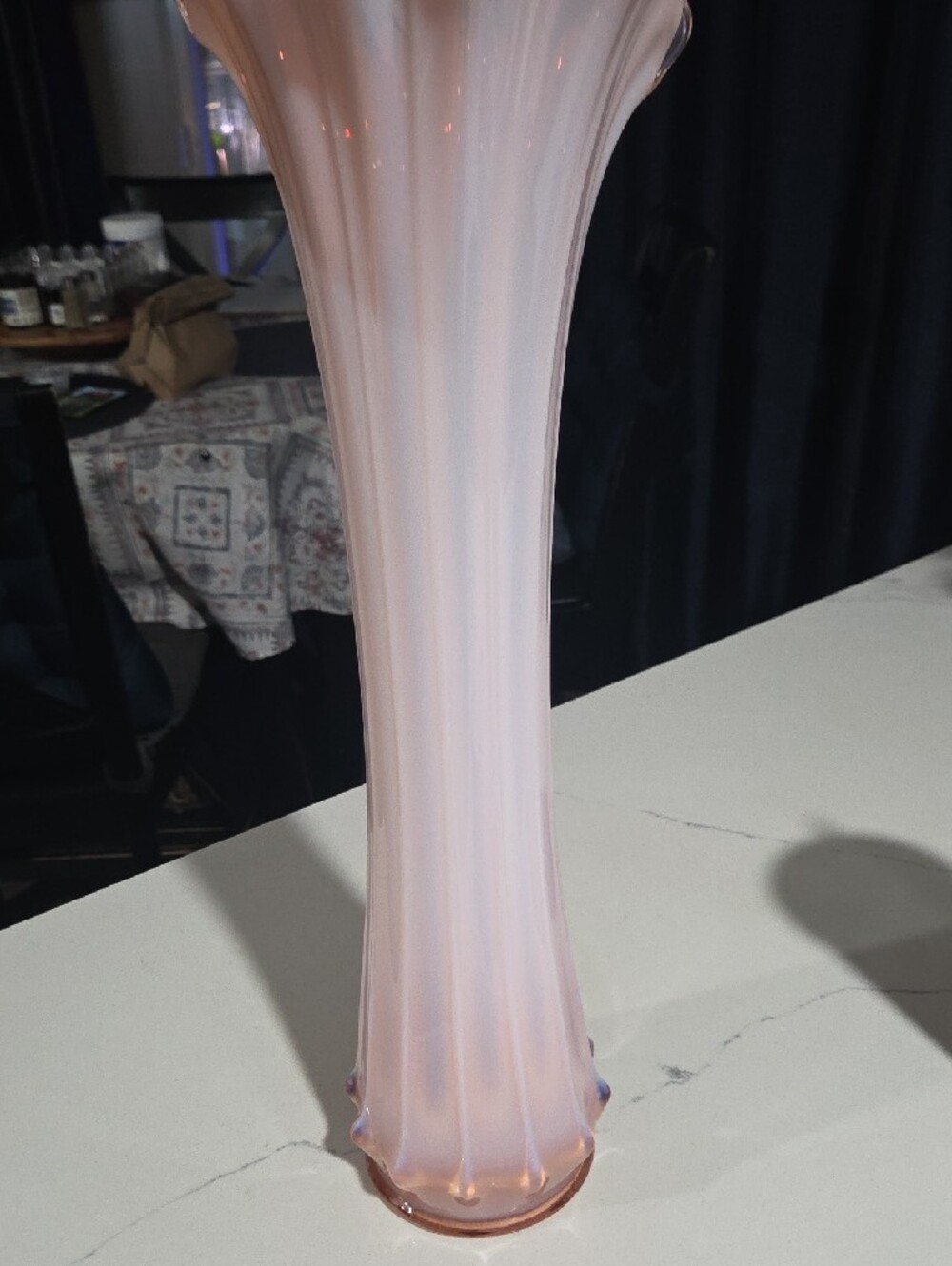 Blush Ruffled Glass Bud Vase - Decorative Home Accent - Picture 7 of 8